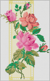 Pink Rose tapestry v2 - roses,flowers,garden,bouquet,nature,tapestry,banner,green,pink,orange,yellow