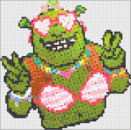 ShrekHairDontCarrrre - shrek,rave,plur,peace,hearts,cool,bikini,sunglasses,character,sticker,funny,green,pink